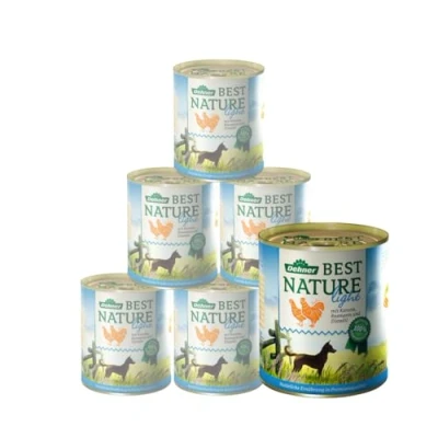 Afbeelding van Dehner Best Nature hondenvoer, voor volwassenen, lichte kip en wortels, met distelolie, 6 x 800 g (4,8 kg)