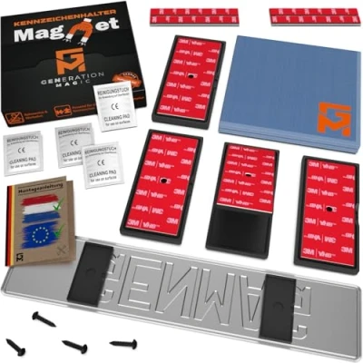 Afbeelding van GENMAG® 2x Magneet Kentekenplaathouder Auto Frameloos [Extra Sterk &amp; Universeel] Magnetische Nummerplaathouder Nummerplaat Kentekenplaat