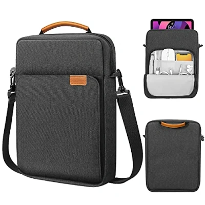 Afbeelding van MoKo Tas met tablethoes van 9 11 inch, geschikt voor iPad Air 5 10,9&quot; 2022, Pro M2 2022 2018, 10th 10.9, 4 Galaxy Tab S8/A8/A7 draagtas handgreep en schouderriem, zwart grijs