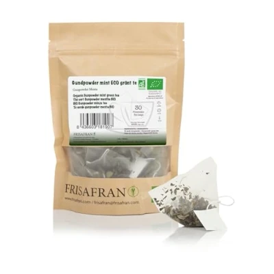 Afbeelding van FRISAFRAN Bio Munt Buskruit groene thee in Piramides 30 eenheid 60g Antioxidant Japanse Spijsvertering verfrissend drankje Muntinfusie pure Muntblaadjes warm koud