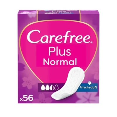Afbeelding van CAREFREE Inlegkruisjes Plus normaal, met frisse geur (5 x 56 stuks), super absorberend, om vloeistoffen direct in te sluiten, maat