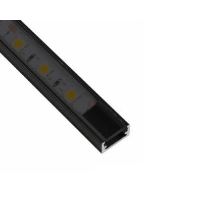 Afbeelding van ledomec 2m LED aluminium profiel slanke strip (14x7mm) in zwart met afdekking (2m zwart)