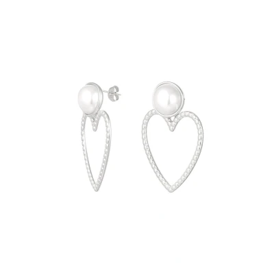 Afbeelding van Bijoutheek Oorknoppen Open hart parel Zilver