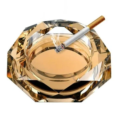 Afbeelding van YUEMING Glazen Asbak,10cm Asbak,Rokergeschenken,Gouden Asbak voor Sigaretten,Asbakken Privé,Multifunctionele Crystal Living Room Household (Goud 10cm)