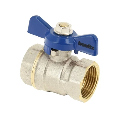 Afbeelding van Bonfix Kogelkraan Blauwe vlindergreep bediening 1/2&quot;x1/2&quot; Drukklasse PN25