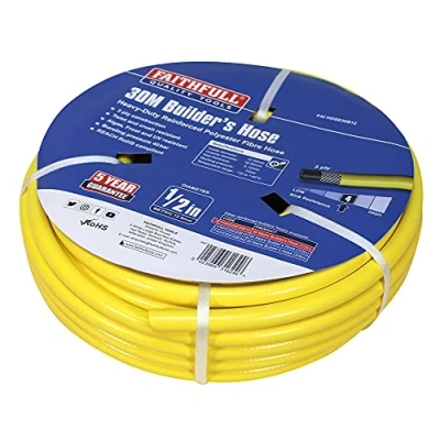 Afbeelding van Faithfull FAIHOSE30B12 Heavy Duty versterkte pvc bouwersslang, 30 m, 12,7 mm (1/2 inch) diameter