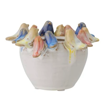 Afbeelding van Bloomingville Eanna bloempot, grijs, aardewerk, D 12,5 x h 8 cm