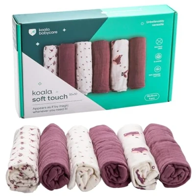 Afbeelding van KOALA BABY CARE ® Mousseline doek Soft Touch 30 x cm 6 pack paars