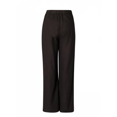Afbeelding van Base Level Curvy wide leg broek Yula met linnen zwart
