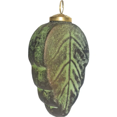 Afbeelding van Clayre &amp; Eef Kerstbal 7x4x13 cm Groen Bruin Glas Kerstdecoratie