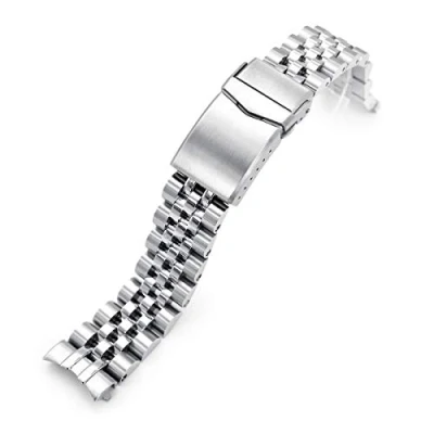 Afbeelding van 20mm Angus J Louis 316L Roestvrij stalen horlogeband voor Seiko Cocktail SSA345, V sluiting, staal, Large, riem