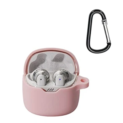 Afbeelding van GIOPUEY Cilicone hoes compatibel met JBL TUNE FLEX, ultradunne zachte hoes, slim fit, anti val, niet gemakkelijk vuil roze