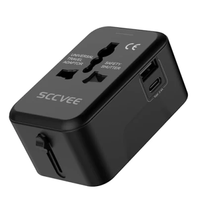 Afbeelding van Universele reisadapter, internationale stekkeradapter wereldwijde reisadapter alles in één power converter USB Type C muurlader betreft USA EU UK AUS