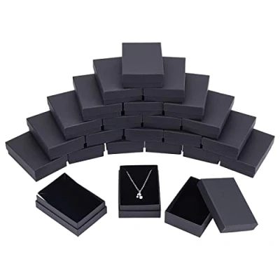 Afbeelding van NBEADS 60 Pack kartonnen sieraden dozen, geschenkdoos zwarte ring doos ketting voor kettingen, oorbellen en ringen, 9 x 6,5 2,8 cm