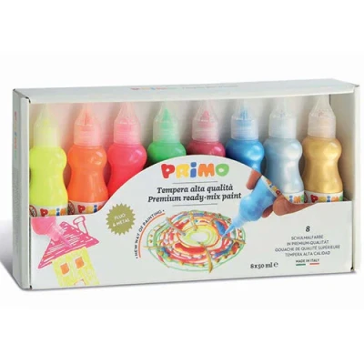 Afbeelding van Primo plakkaatverf metallic &amp; fluor 8 kleuren