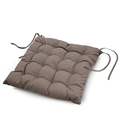 Afbeelding van Stoelkussen Essential Taupe 40 x cm Eetkamer &amp; Tuinstoel zitkussen met linten 100% Polyester Geschikt voor buiten