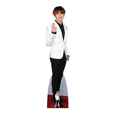 Afbeelding van STAR CUTOUTS CS973 Jungkook Bangtan Jongens Witte Jeon Jung kook Waving Levensgrote Kartonnen Uitsparing Met Gratis Mini, REGELMATIG