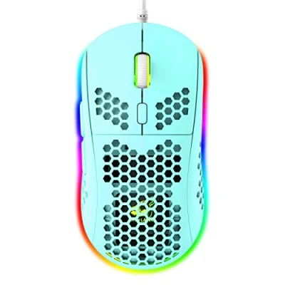 Afbeelding van Lichte RGB gamingmuis, 6 programmeerbare toetsen, achtergrondverlichtingsmodi en 6400 dpi instelbaar, USB bekabeld, plug &amp; play, compatibel met Windows, Mac, laptop, PS4, XBox, Groente