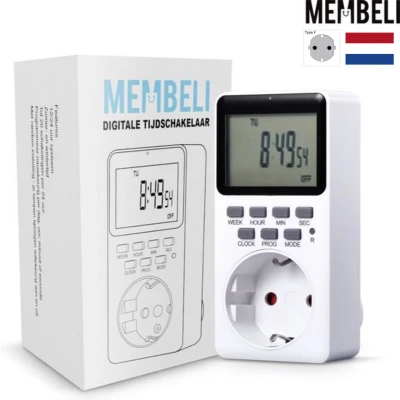 Afbeelding van Membeli Tijdschakelaar voor Binnen Schakelklok Stopcontact Type F Digitaal Timer Schakelaar LCD Display Tijdschakelklok