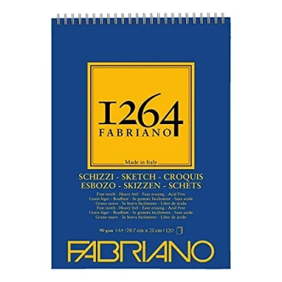 Afbeelding van Fabriano Honsell 19100637 Schizzi schetsblok 1264 met hoofdspiraal, 90 g/m², DIN A4, 120 vellen schetspapier in ivoorwit, zuurvrij, licht gekorreld, voor alle droogtechnieken