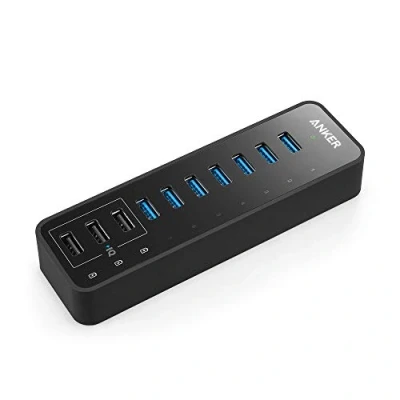 Afbeelding van Anker 10 poorten, 60 W data hub USB 3.0, 7 met 3 PowerIQ laadpoorten, compatibel MacBook, Mac Pro/Mini, iMac, XPS, Surface Pro, iPhone 7, 6s Plus, iPad Air 2, Galaxy Series, Mobile HDD,