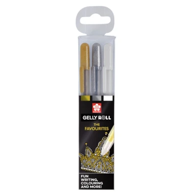 Afbeelding van Gelpen Sakura Gelly Roll Favourites set 3 kleuren Goud Zilver Wit