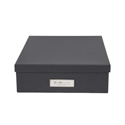 Afbeelding van Bigso Box of Sweden OSKAR Documentenbox voor A4 papier, brochures enz., bureaulade met deksel en handvat, opbergdoos van vezelplaat donkergrijs