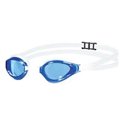 Afbeelding van ARENA Python Racing zwembril voor dames en heren, uv bescherming, anti condens, dubbele riem, niet spiegellens, helder blauw/wit/wit
