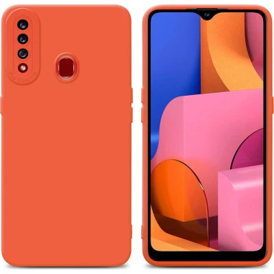 Afbeelding van Cadorabo Hoesje geschikt voor Samsung Galaxy A20s in Fluid ORANJE Beschermhoes gemaakt van flexibel TPU silicone Cover Case