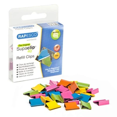 Afbeelding van Rapesco RC4050MC Supaclip 40 navulclips meerkleurig [Pack van 50]