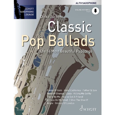 Afbeelding van Dirko juchem : classic pop ballads saxophone alto recueil + enregistrement(s) en ligne: The 14 Most Beautiful Popsongs. saxophone.