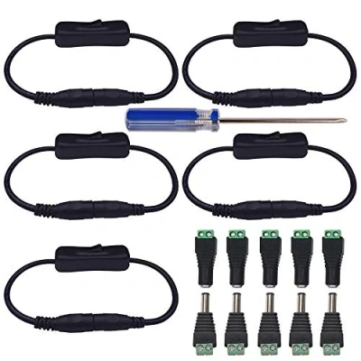 Afbeelding van GTIWUNG 10 stuks 5,5 mm x 2,1 mannelijke en vrouwelijke DC stekker, voedingsadapter voor CCTV camera, ledstrip, verlichting, holle stekker (5 aansluiting, 5 stekker) + 12 V