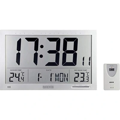 Afbeelding van Eurochron EFWU Jumbo 102 Wandklok Zendergestuurd 370 mm x 230 30 Zilver