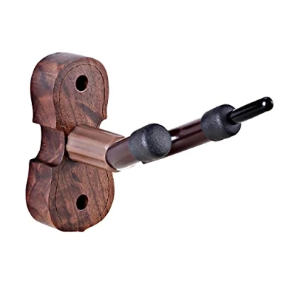 Afbeelding van Wandmontage vioolhanger haak, mahoniehout vioolhouder standaard voor thuisstudio viool snaar instrument accessoires (zwart walnoot)