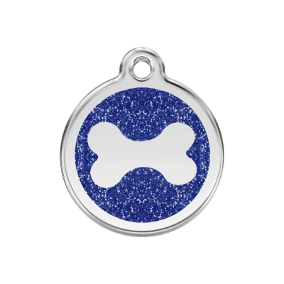 Afbeelding van Bone Navy glitter hondenpenning medium/gemiddeld dia. 3 cm RedDingo