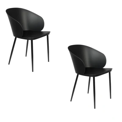 Afbeelding van Housecraft Living Gigi Eetkamerstoelen Zwart Set van 2