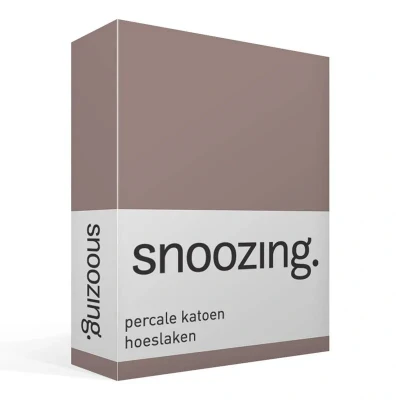 Afbeelding van Snoozing Hoeslaken Tweepersoons 150x200 cm Percale katoen Taupe