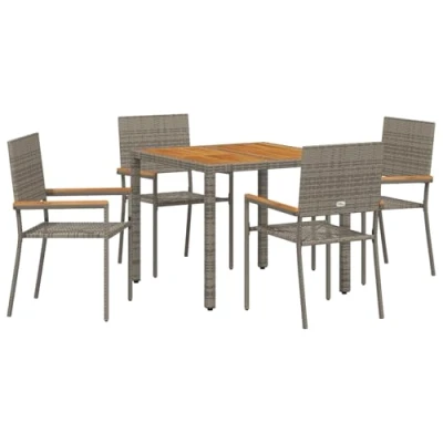 Afbeelding van vidaXL 5 delige tuin eettafel set grijs poly rattan