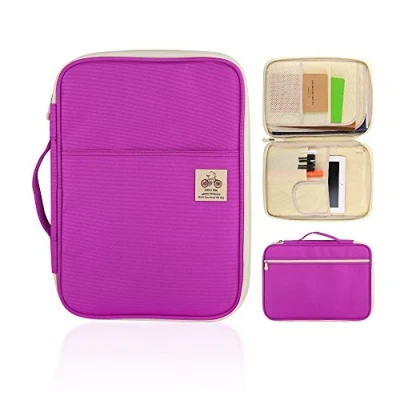 Afbeelding van YOUSHARES A4 Documenten Tas Portfolio Organizer Houder Multifunctionele Reistas Handige met Rits voor Notebook, iPad, en Pennen (Paars)