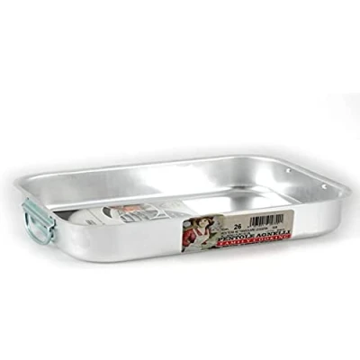 Afbeelding van Pentole Agnelli Family Cooking Aluminium rechthoekig roosteren met ondoorzichtige afwerking, lengte 35 cm, zilver, x 26 cm