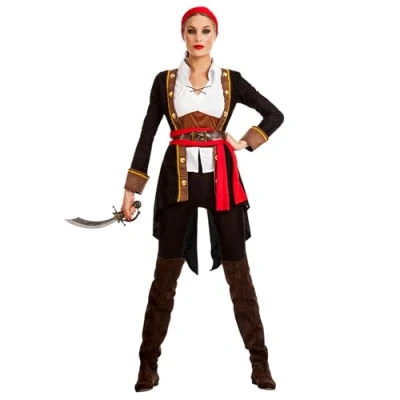 Afbeelding van Boland Piraten Rachel kostuum voor dames, 5 delig, verkleedkostuum themafeesten, Halloween of carnaval, matroos