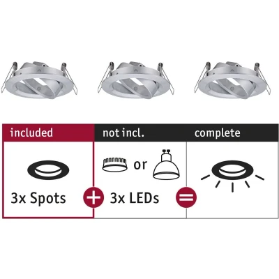 Afbeelding van Paulmann 92490 EBL Choose Inbouwring Set van 3 stuks 10 W Aluminium (gedraaid)