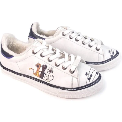 Afbeelding van GOBY Cats Laughing Schoenen Sneakers Hoge kwaliteit Handmade Meisjesprint Maat 38