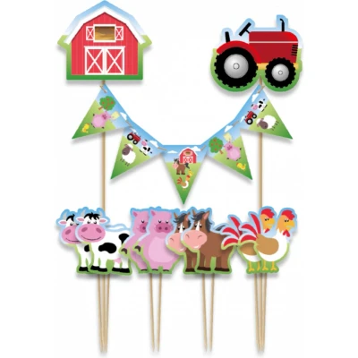 Afbeelding van Paperdreams Taartdecoratie set boerderij 9 stuks