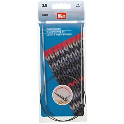 Afbeelding van Prym Rundstricknadeln MS 60 cm 2,50 mm silberfarbig Ferri da Maglia circolari, Ottone, Argento, 2,5