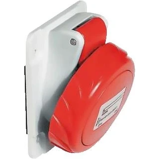 Afbeelding van Schneider electric pratika cee inbouwcontactdoos 63a 5 polig 400v 6u ip67 schroefklem 100x107mm rood ral7035 81283