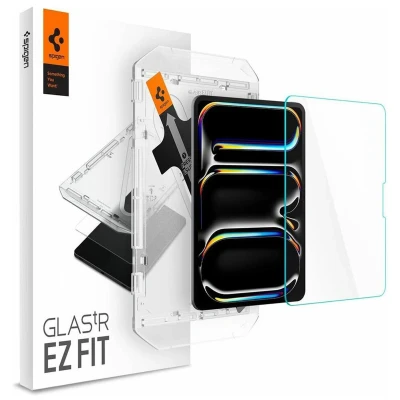 Afbeelding van Spigen Screen Protector Geschikt voor Apple iPad Pro 11 (2024) EZ Fit GLAS.tR 9H Tempered Glass Case Friendly Gemakkelijke Installatie 1 Pack