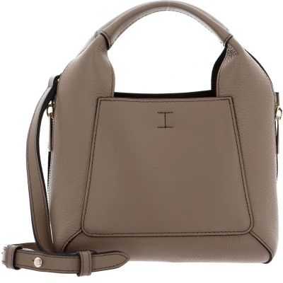 Afbeelding van FURLA Leren Handtas Schoudertas Gilda Mini Tote Bag Greige + Salvia c Lichtbruin
