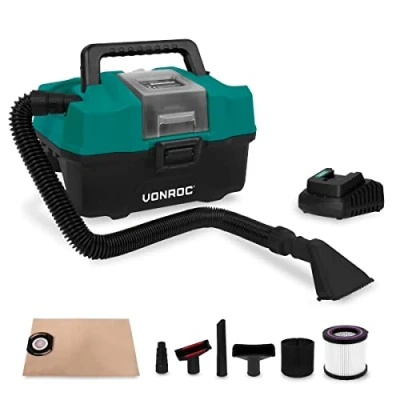 Afbeelding van VONROC Compacte alleszuiger 20V Incl. Diverse accessoires, 2.0Ah accu en snellader