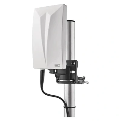 Afbeelding van EMOS Binnen en buitenantenne Village, universele actieve antenne voor ontvangst op afstand (0 80 km) van DVB T2, DAB, FM, Full HD, met geïntegreerde LTE blokkeerfilter, 4G , 5G filter versterker